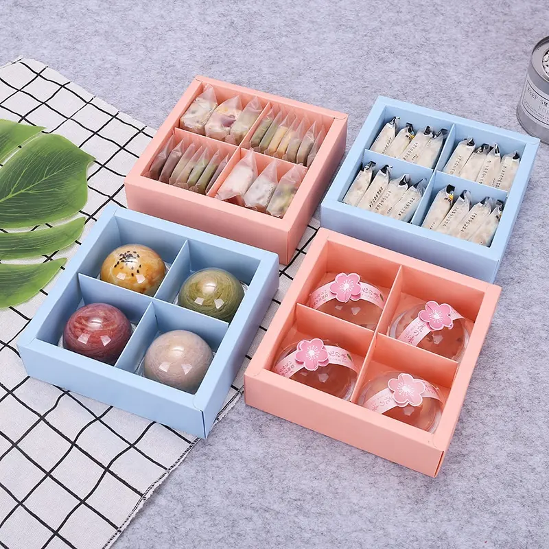 Confezione personalizzata scatola dolce regali di natale scatole da forno con coperchio trasparente per finestra pasticceria da Dessert scatole per dolcetti piccole