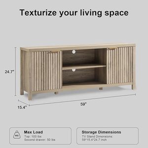 Mueble de TV de madera maciza de estilo nórdico, mueble audiovisual de madera minimalista para sala de estar, mueble de almacenamiento de pie de acero inoxidable - Product Image 4