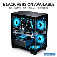 Casing PC Gaming M-ATX Grosir Kaca Temper Panoramic Pendingin Cair 360mm Hitam Putih Opsional OEM