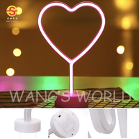 Lampe LED néon rose en forme de cœur, alimentation USB 5V, lumière blanche chaude, décorations de mariage, cadeaux de la Saint-Valentin