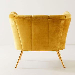 Mid Century Style Furniture Single Sofa Scalloped-Back Chair Stainless Steel legs fabric Velvet Living Room Armchair - Product Image 4