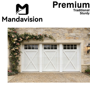 MAMDAVISION Porte de <span class=keywords><strong>garage</strong></span> extérieure en alliage d'aluminium à grain de bois, avec transom en treillis, styles d'ouverture multiples, télécommande, personnalisable - Product Image 2