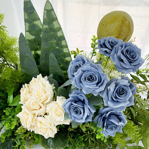 Bouquet de roses artificielles en soie bleu marine à prix avantageux, 7 têtes, roses en soie bleu royal pour la décoration - Product Image 3