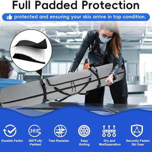 360 Full Padded <b>Ski</b> Bag EPE Foam Tear Resistant Rolling <b>Ski</b> Snowboard Travel Case Dry Wet Separation Lockable Handle 175cm 190cm - Product Image 3