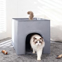 Litière pour chat portable et pliable, nouvelle, surélevée, anti-éclaboussures, avec tapis de toilette, légère, pour intérieur, transfrontalière
