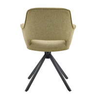 Chaise de salle à manger pivotante moderne en tissu, chaise rembourrée à dossier creux avec base en métal noir étoilé, vente en gros pour hôtels et restaurants