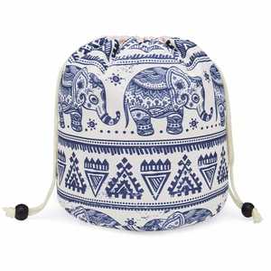 <b>Large</b> Floral Quilted Cotton Drawstring Makeup <b>Bag</b> <b>Compartment</b> Cosmetic <b>Toiletry</b> Accessory Travel Pouch Purse Organizer - Product Image 2