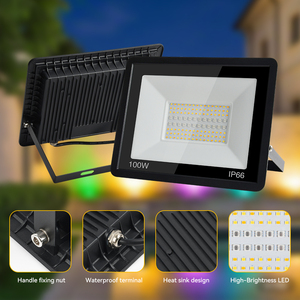 Faretto RGB <span class=keywords><strong>da</strong></span> <span class=keywords><strong>Esterno</strong></span>/Interno Impermeabile IP66 con Controllo Tramite App Tuya/Telecomando 100W/50W, Illuminazione Decorativa per Giardino e Feste AC85V-220V - Product Image 2