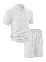 Ensemble deux pièces pour hommes, costume de loisirs d'été, manches courtes, polyester, ensembles décontractés, vêtements de plage, tenue de vacances, vente en gros