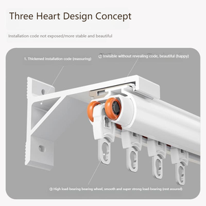 Đường ray rèm nhôm đôi theo dõi với giá đỡ, thanh và phụ kiện-Tùy chọn gắn tường/trần - Product Image 4