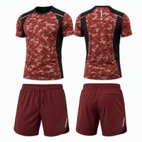 Conjunto de Camisetas Deportivas Personalizadas con Camuflaje, Sublimación OEM, Corte Holgado, Ropa Deportiva para Correr, Franja Reflectante Raglán