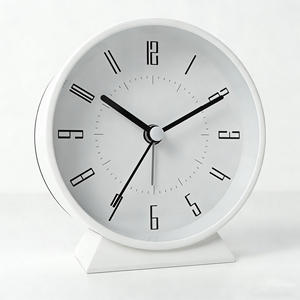 Reloj Despertador Simple con Carcasa Metálica Blanca de 3.5 Pulgadas, Función de Repetición y Luz Nocturna - Product Image 1