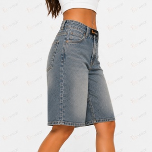 Shorts de mezclilla para mujer al por mayor, shorts vaqueros de cintura alta, shorts casuales de verano personalizados, shorts de mezclilla de algodón ajustados, rasgados y desgastados. - Product Image 3