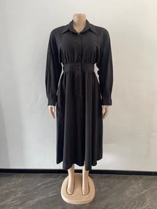 Automne coton et lin mode bouton blanc t-shirt robe femme Maxi robe été à manches longues tunique robes femmes - Product Image 6