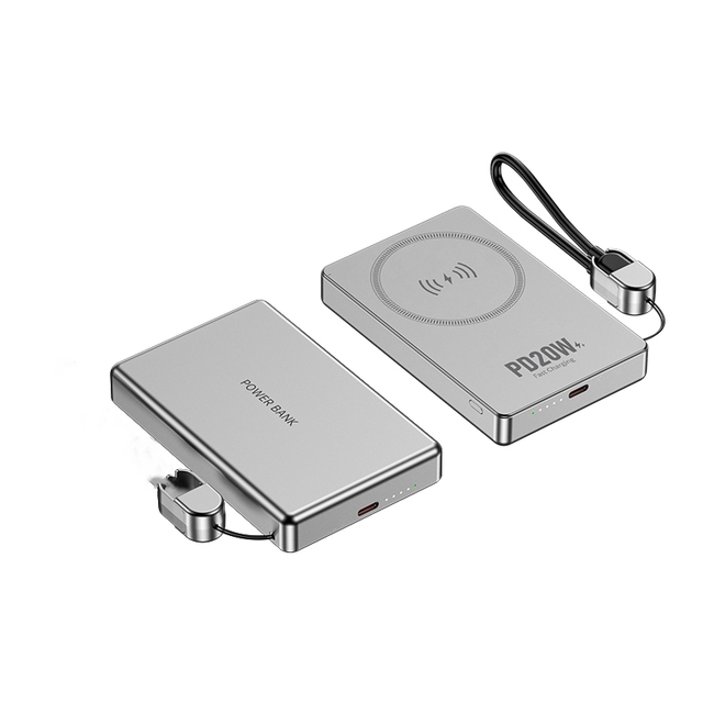 Ultra Thin Portable 15w 20W Wireless Magnetics Fast Slim Charging Powerbank 10000mah Power Bank Charger LED logo 10000 MAH