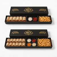 Boîte d'emballage de luxe biodégradable en carton rigide personnalisable pour desserts, vente en gros, marque de restaurant, plats à emporter et traiteur