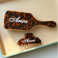 Brosse à cheveux en acrylique UME personnalisée avec nom, motif ciel étoilé, en bambou, et pinces à cheveux en acétate de cellulose – Accessoire capillaire pour cadeau ou occasion spéciale