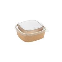 100% boîte à déjeuner à emporter biodégradable 1200ml papier Kraft bol carré pour salade de restauration rapide avec couvercles pour animaux de compagnie
