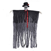 2024 Haunted House Party Creepy Hanging Grim Scary Black Reapers Avec Perruque Halloween Animatronics