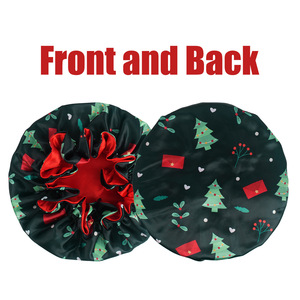 2025 hiver décontracté thème de noël Double couche <span class=keywords><strong>Satin</strong></span> soins des cheveux recto-verso pour, bonnet en <span class=keywords><strong>satin</strong></span> utilisation révisable - Product Image 6