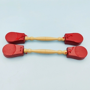Castagnettes en bois à double tête et long manche, claquettes espagnoles portatives, instrument de percussion Orff pour enfants, pour l'enseignement du rythme et de la danse - Product Image 2
