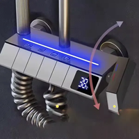 Mitigeur de douche LED de luxe à poignée unique avec affichage numérique contemporain, système de pluie et valve électronique en céramique pour baignoire