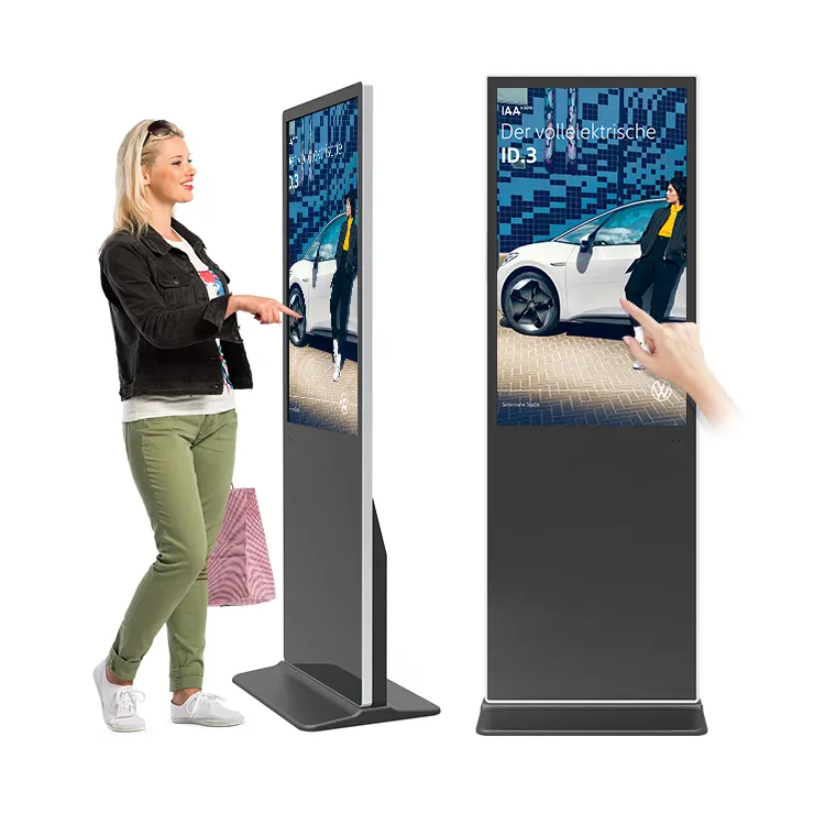 HUSHIDA 50 Inch Indoor Floor Standing Led Smart Advertising Display Touch Screens Video Technical Support TFT Online Support