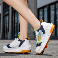 Chaussures de roller rétractables à 4 roues en maille respirante avec frein pour enfants, baskets de patinage 2-en-1 pour enfants