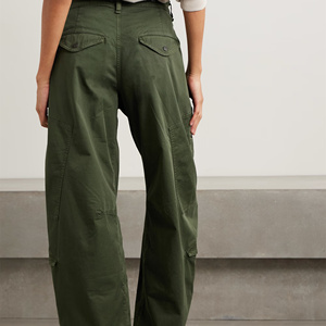 Pantaloni <span class=keywords><strong>Cargo</strong></span> da <span class=keywords><strong>Donna</strong></span> Vintage Verdi a Vita Alta, Gamba Larga, Multitasche, Stile Utility - Product Image 3