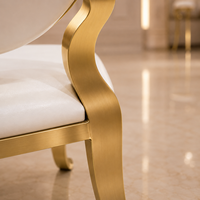Chaise de banquet de luxe en acier inoxydable doré, dossier ovale sculpté, pour mariage, salle à manger, événements, location, hôtel