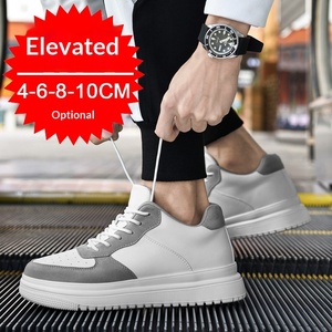 Nuove Scarpe Estive da Uomo con Tomaia in Microfibra, Chiusura con Lacci, Ventilazione, Aumento di Altezza Invisibile di 10cm, Stile Casual Coreano Bianco - Product Image 3
