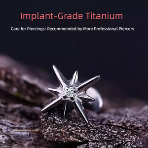 G23 Titanium Starburst Labret Stud | Hypoallergenic CZ Body <b>Piercing</b> Jewelry - Product Image 2