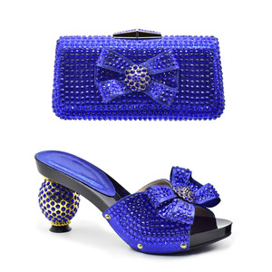 New Arrival Fuchsia African Open Toe <b>Wedges</b> Shoes Matching Bag <b>Set</b> 2020 Lady's 5CM High Heels Crystal Hard-Wearing Lightweight - Product Image 4