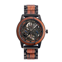 Jam Tangan Mekanik Otomatis Kayu Skeleton Hollow Dial Jam Tangan Kayu Alami untuk Pria Hadiah untuk Pacar