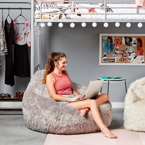Long Shag Pear Shape Bean Bag , Tear Drop Bean Bag Silla Lazy Sofa - Product Image 4