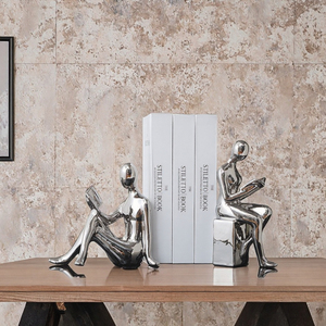 Juego de 2 Sujetalibros Decorativos de Cerámica Hechos a Mano, Chapados en Oro, con Diseño Art Deco, Elegante Escultura para Amantes de los Libros, para Decoración de Biblioteca y Oficina - Product Image 3