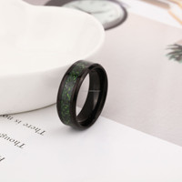 POYA Bague classique en acier titane incrustation de fibre de carbone motif dragon rouge/bleu/vert plaqué noir 8mm fiançailles de mariage