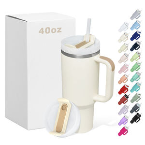 Gobelet isotherme de voyage en acier inoxydable à double paroi de 40 oz, style moderne, avec couvercle et poignée, modèle H2.0, très populaire - Product Image 1