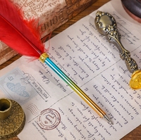 Stylo à plume rétro britannique à dégradé de couleurs pour étudiants, stylo créatif pour les fêtes, papeterie de Noël, emballage simple