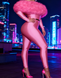 Creux Slash cou combinaisons femme fourrure Patchwork <span class=keywords><strong>hiver</strong></span> nouvelle tendance Sexy nombril exposé maigre pêche hanche Hottie Clubwear - Product Image 3