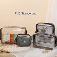 Sac à collation en PVC transparent personnalisé, recyclable, à fermeture éclair, grande capacité, trousse à crayons, logo personnalisé, style simple, pour les enfants