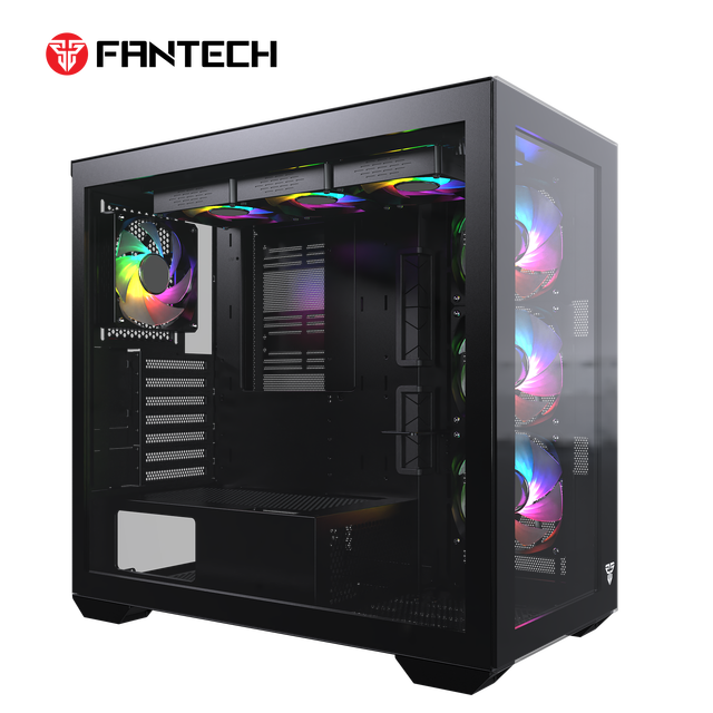 FANTECH CG87 ATX 425mm GPU Full Tower Gaming Case 270 Degree Panoramic View Magnetic Panel Tempered Glass PC Case with 6 Fans