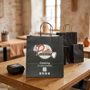 ถุงกระดาษสั่งทำพร้อมโลโก้ สำหรับร้านค้าและซูเปอร์มาร์เก็ต เป็นมิตรกับสิ่งแวดล้อม ผลิตจากกระดาษคราฟท์ - Product Image 1