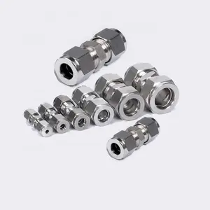 Swagelok ชนิดสแตนเลสเอสเอส304 1/2 "OD สหภาพเชื่อมต่อคู่ Ferrule การบีบอัดท่อที่เหมาะสม