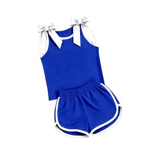 Conjunto de Ropa Casual para Niñas Pequeñas, con Top Corto sin Mangas con Lazo en el Hombro y Detalles en Color, Ropa Deportiva Activa para Niños - Product Image 3