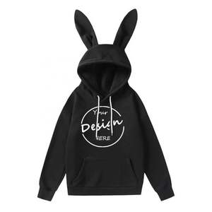 Fille Mignon Rose Oreille De Lapin Designer À Manches Longues À Capuche En Gros Polaire Personnalisé Décontracté Surdimensionné Oreille De Lapin Pull À Capuche Femmes - Product Image 6