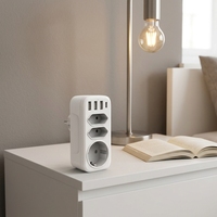 NYT RO-163 Adaptor AC USB Type-C 3-Port Standar Jerman & Ekstensi Stopkontak dengan Berbagai Fungsi EU/GER Baru