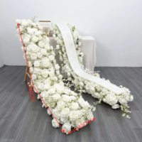Chemin de Table Floral de Mariage DKB Sur Mesure 200 cm, Rose Blanche Artificielle en Soie 5D, pour Décoration de Fête et Cérémonie