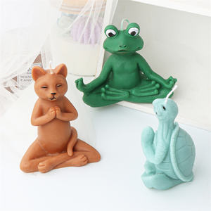 Moules en silicone pour bougies et résine, motifs animaux méditant (lapin, <span class=keywords><strong>bouledogue</strong></span>, grenouille, chaton), pour décoration de festival et sculptures en cire - Product Image 3