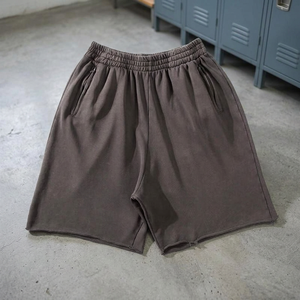 Pantalones Cortos Bermuda de Algodón Transpirable para Hombre, Color Sólido, Cintura Elástica, Estilo Casual con Bolsillos, Tela Tejida de Cintura Media - Product Image 3